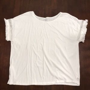 Loft white shirt with fringe detail on sleeves